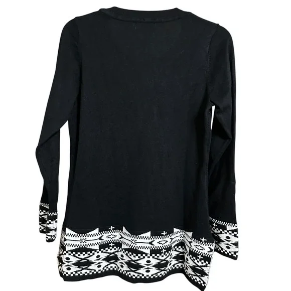 Birch NY Black Geometric Print Long Sleeve Sweater Size S - Picture 2 of 7